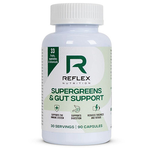 REFLEX NUTRITION SUPERGREENS & GUT SUPPORT 90 KAPSLÍ (podpora zažívacího traktu)