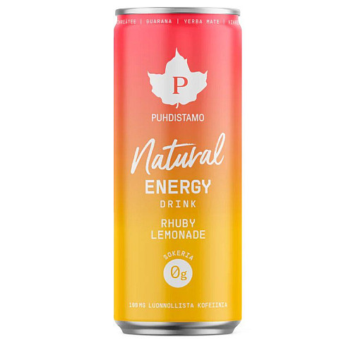 Puhdistamo Natural Energy Drink 330 ml rhuby lemonade