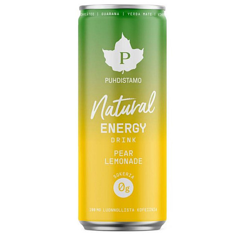 Puhdistamo natural energy drink 330ml  pear lemonade