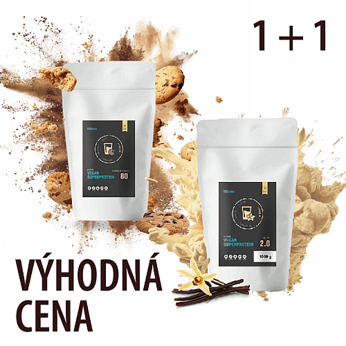 BALÍČEK VEGAN SUPERPROTEINŮ 2x 500 g (cookies & cream + vanilka)
