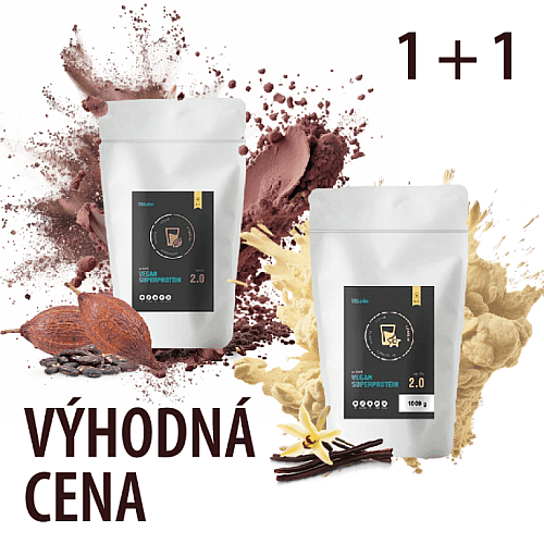 Balíček Vegan superproteinů 2x 1000 g (kakao + vanilka)