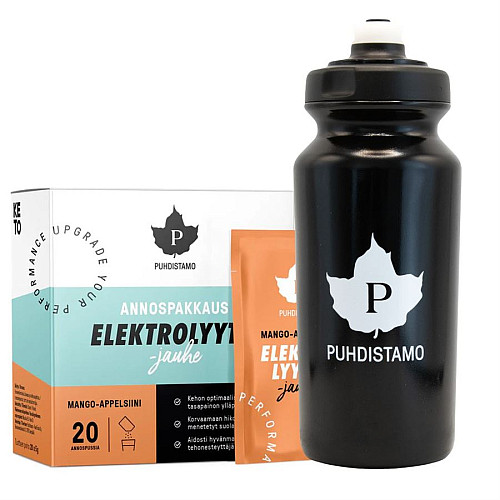 Puhdistamo Elektrolyty prášek 20x5g mango pomeranč + láhev 500ml ZDARMA