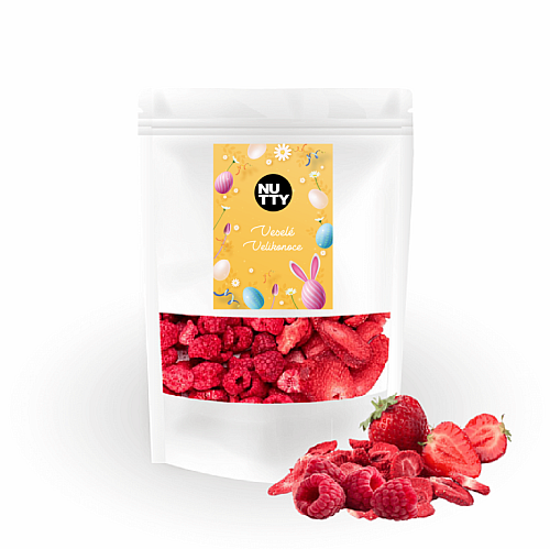 NUTTY Velikonoce mix lyofilizovaného ovoce (jahody a maliny)