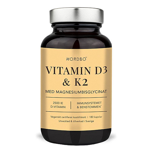 Nordbo Vitamin D3 2500IU a K2 50μg 180 kapslí