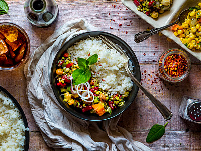 Rýže s adzuki a zeleninou