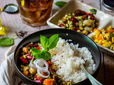 Rýže s adzuki a zeleninou